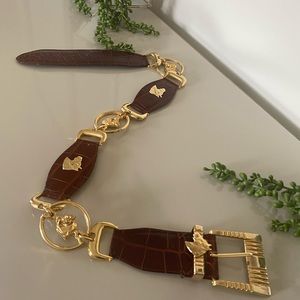 Equestrian / Horse / Keeneland / Derby - vintage leather brown & gold belt 🐎